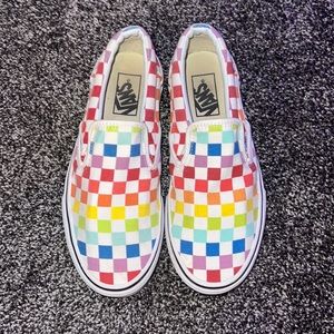 Rainbow slip on vans size 8